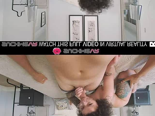 Erotic tattooed bitch Moana Longing plays with a hard penis,in VR.