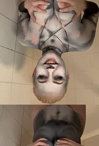 Cosplay Loona Wolf Body Paint Removal & Tit Play