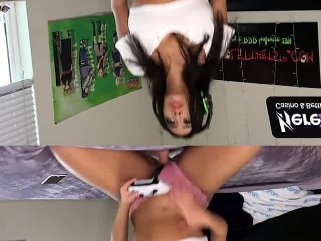 Young adult gamer doll with fat congenital tits