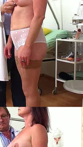 Mature Gyno- cam footage of mature woman gyno speculum exam + vaginal irrigation