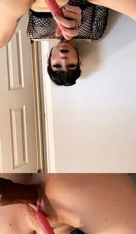 Brunette and her toys have close up masturbation sex