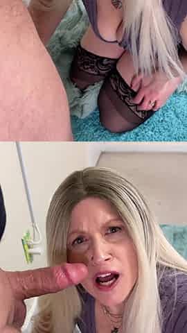 Step-mom Lets Step-son Watch His Bully Get Sloppy Blowjob