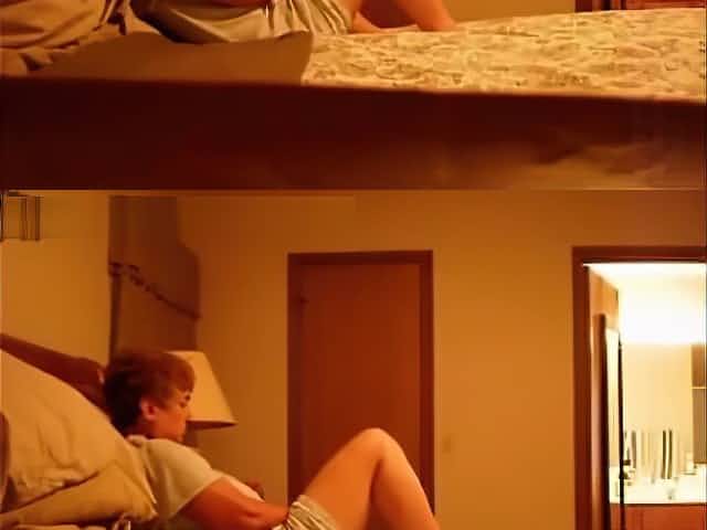 My mature mom masturbating on bed caught by hidden cam.