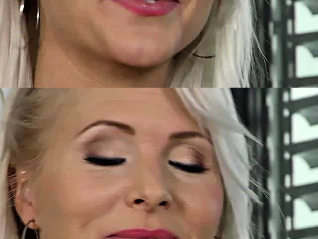 Mature blonde masturbating in interview