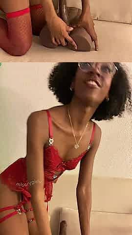 Hot Red Black bouncing on her Torso Dong