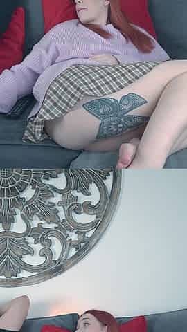 Step Mom Masturbates Next to Step Son on Couch Till Wild Fuck