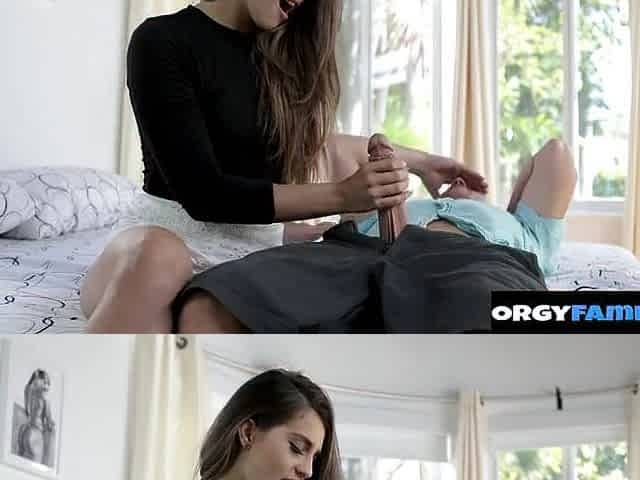 Sexually excited Stepsis Helps Her Stepbro With His Cock Pill Boner By Screwing Him Raw