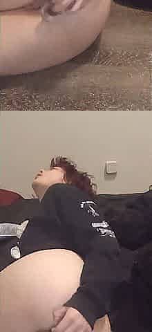 FTM Femboy Riding Clear Sextoy up Butt