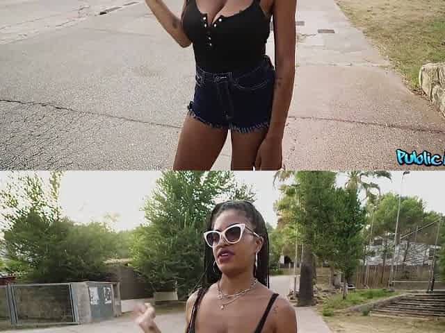 Espanol - Ebony Latina With Huge Natural Big Tits Has Fun Outside