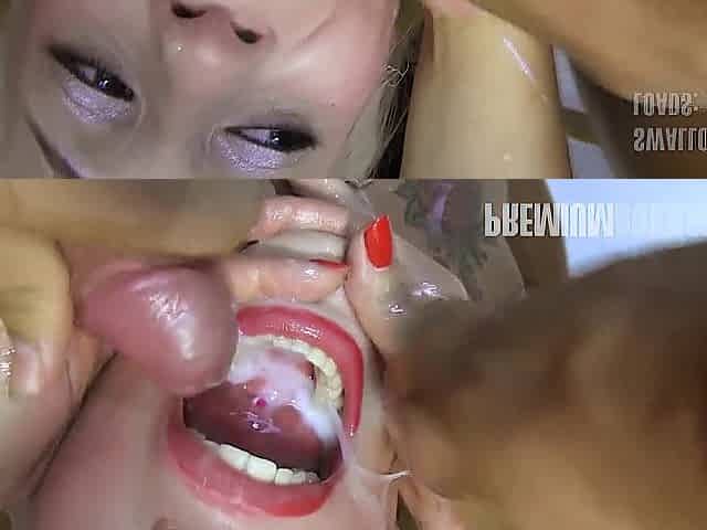 Premium Bukkake - spunk flow drink compilation and emotional cuties reactions