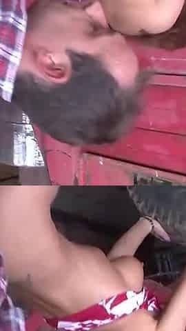 Milf seduced guy with massive cock and fucks at the barn