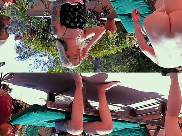 Beautiful blonde fingered outdoor