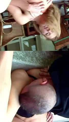 Skinny MILF gets fucked by boyfriend on the terrace and gets orgasm