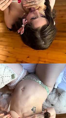 amateur girlfriend blowjob and awesome cumshot in her mouth