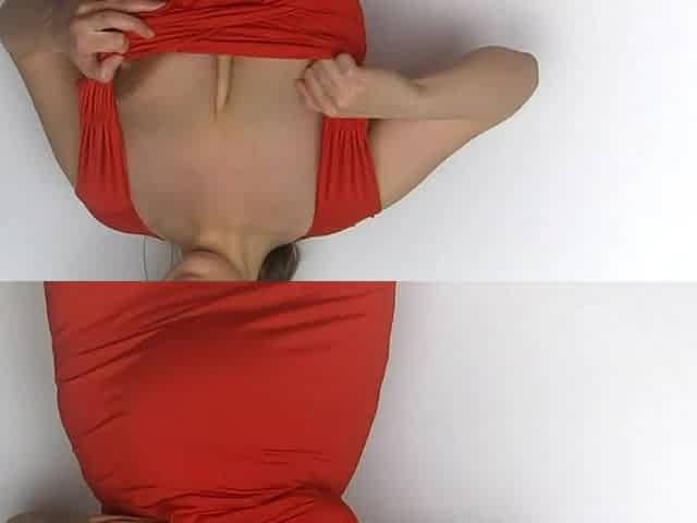 Tit Play in Red Dress