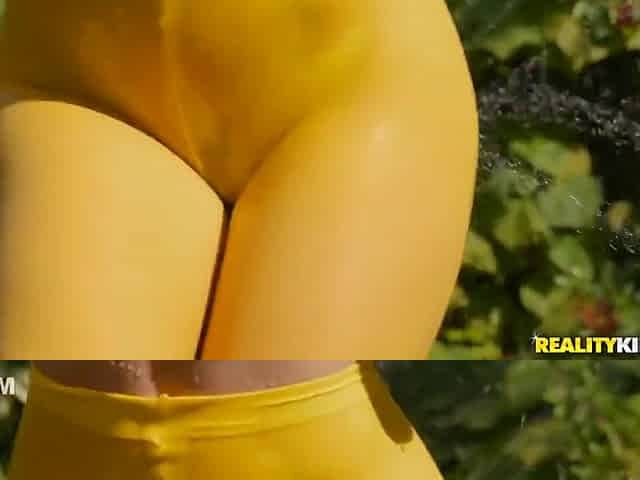 Outdoor Abella Jumps On Mighty Pecker - Ass First!
