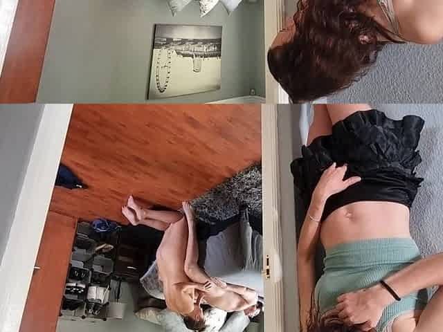 Our friend playing with herself as she is watching us while we fuck