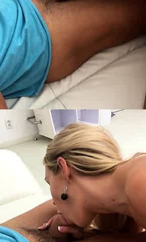 Sexy blonde blowjob and handjob