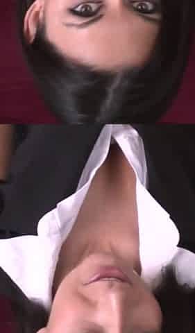 Hot Nikki Daniels eats cum off skirt after getting fucked
