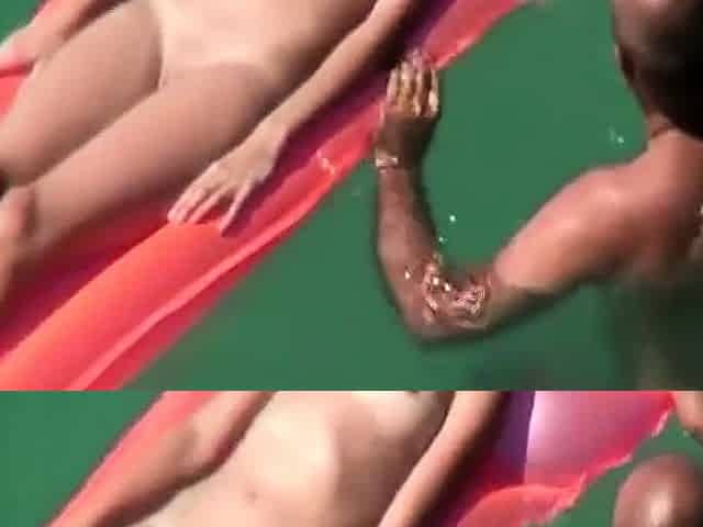 My nudist niece Emma floating in the sea (voyeur)