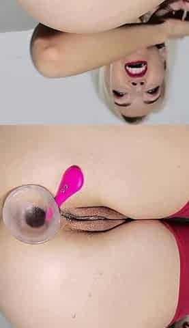 Stuffing Butt Plug in Ass & Pussy Dildo Fucking