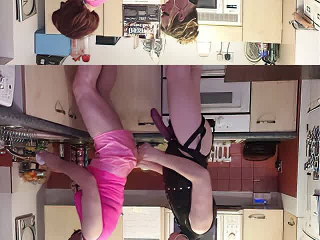Sissy Lucy gets Pegged in Chastity whilst trying to wash up