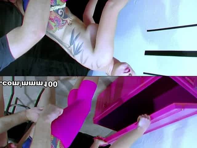 Young French blonde Milky does a casting in pink leggings - MMM100