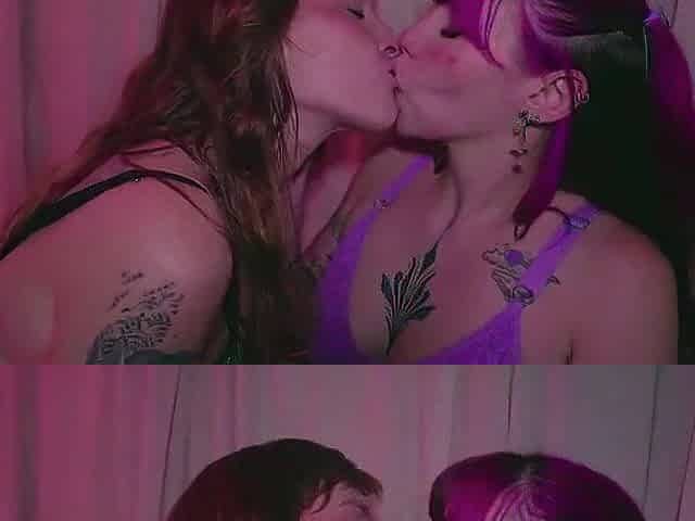 2 Lesbo Allies, Redhead and Brunette hair, Making Out - Redhead Lesbo