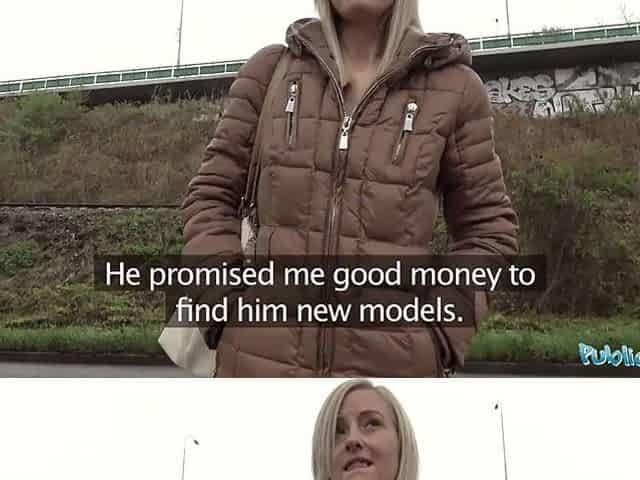 Public Agent Blond runs from Police after banging outdoors
