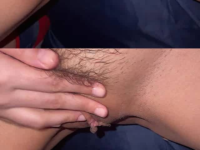 Caressing my unshaved vagina I feel like a perverted bitch