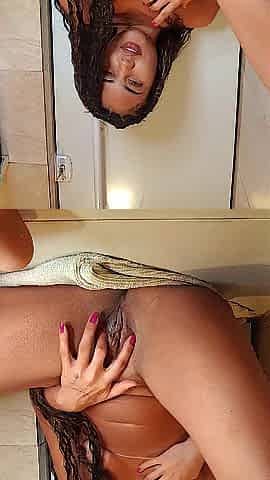 My spouse is in the next room and I'm here, hidden in the washroom, ring a surprise for my lover.