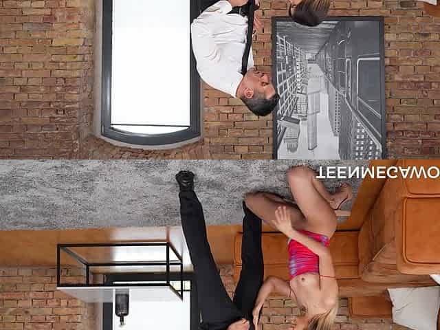 Tall hot skinny babe Megan Love loves big cock of older guy