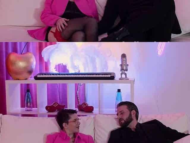 Amateur brunette in latex lingerie fucks hardcore in kitchen