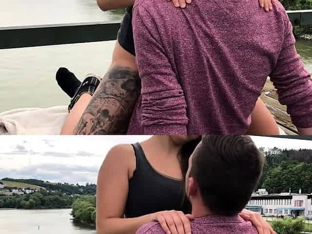 Brunette teen outdoor pov