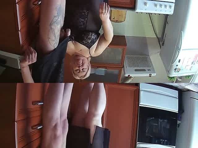 Neighbor Fucks Me In The Mouth In The Kitchen And Feeds Me Cum