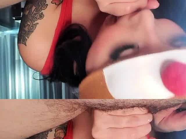 Mature brunette amateur giving a great POV blowjob