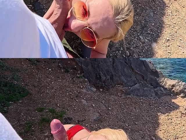 Blonde Teen Gets Her Shaved and Pierced Cunt Fucked on the Beach