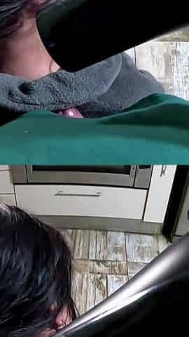 Bathrobe MILF Hair Drying and Brushing Blowjob with Cum in My Hair