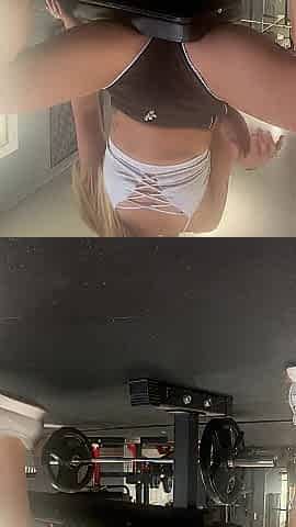 Sexually excited fit gym playgirl makes u see her public cunt vibrator ride and squirt