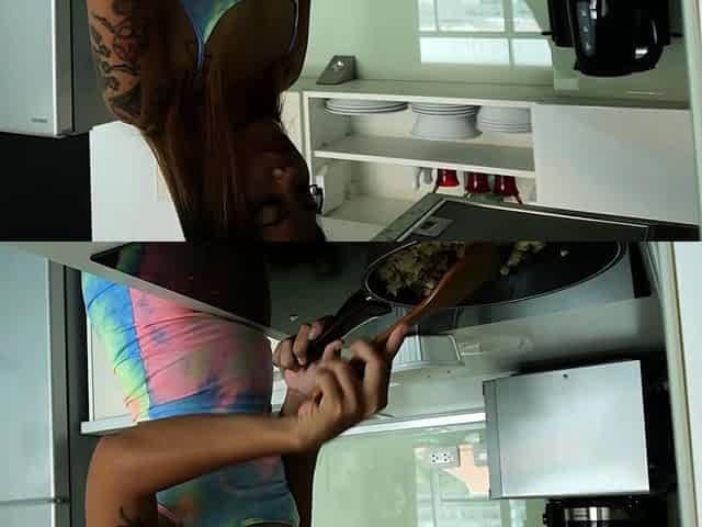Fried rice and sex at home with cute Thai teen girlfriend