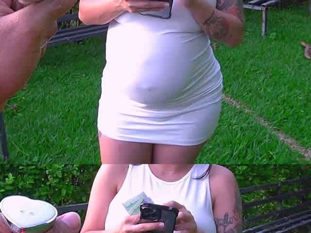 PREGNANT accepted challenge on the street for money, and we