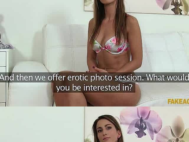 Fake Agent Brunette hair amateur model actually needs a fresh job