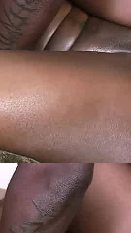 An oiled big ass ebony pounded in her pussy and milked on ass from BBC dude