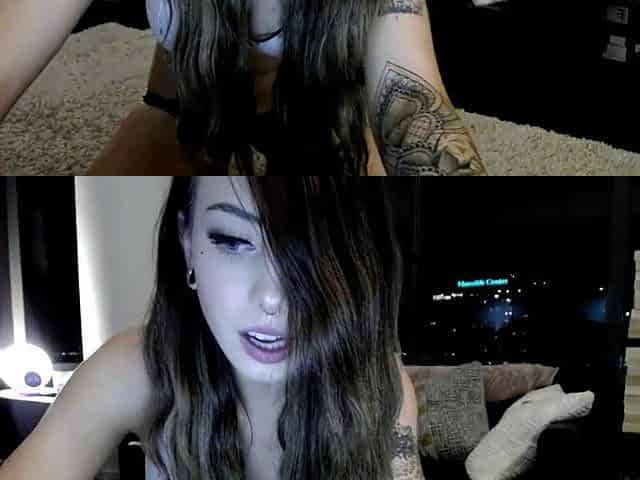 Brunette solo darling masturbating at home