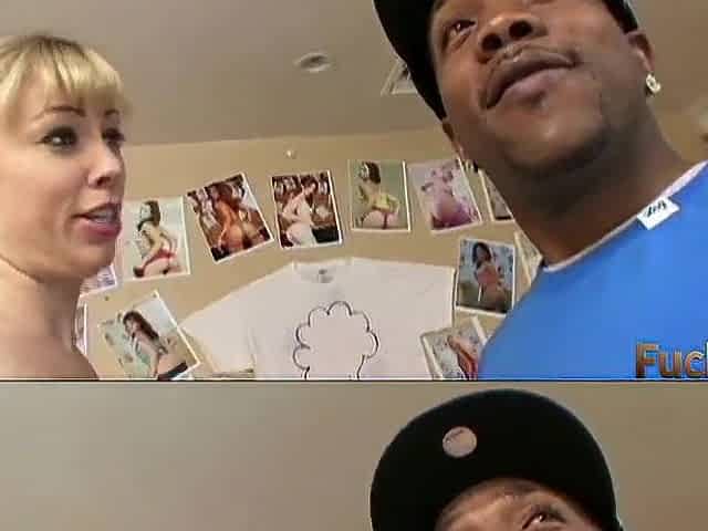 Blond Adrianna Nicole Takes Shorty's Thick Ebony Dong