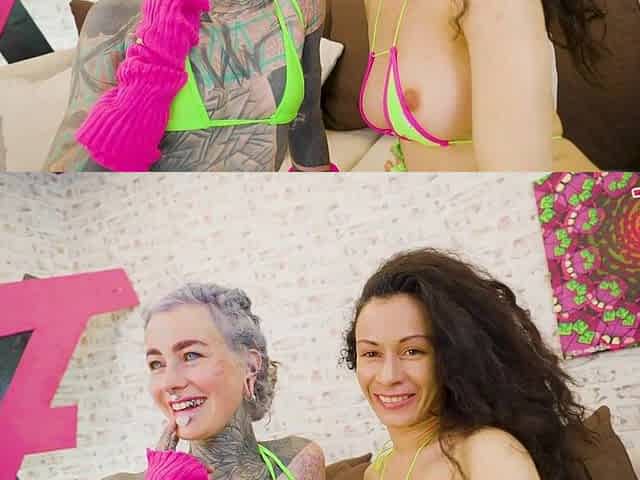 LARGE BAZOOKAS cutie joins TATTOO pair for trio - ASS FUCKING, BJ, FACIAL