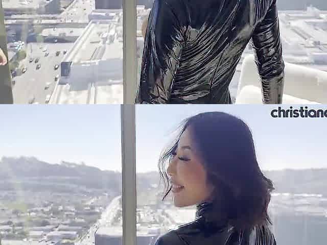 Nicole Doshi in leather underware crawls to take Christian