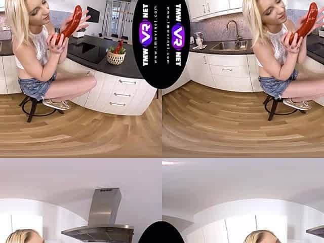 Hot Pepper For Salad And Orgasm - Shaved Blonde Food Toying