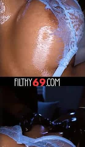 Breasty ebony sweetheart gets oiled and drilled hard - September Reign