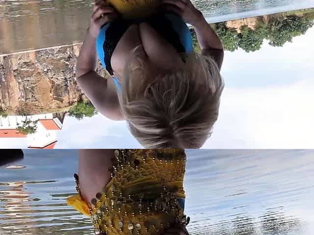 Horny Blonde Tgurl shows off her big ass then masturbate